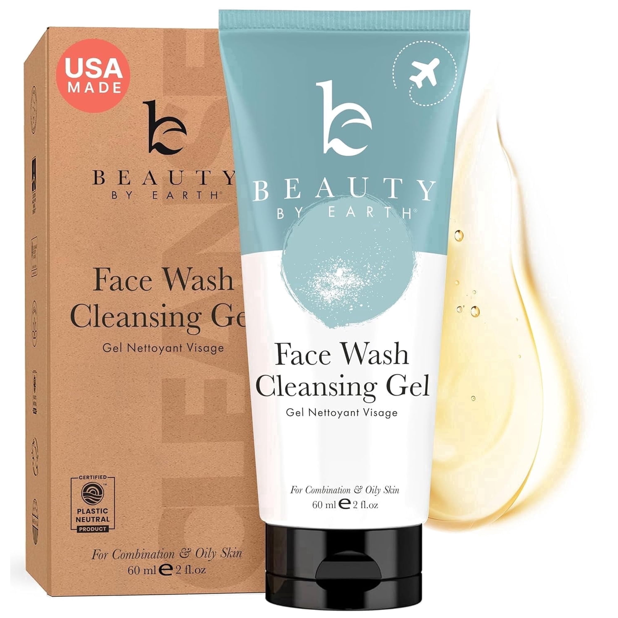 Beauty by Earth Moisturizing Face Wash - USA Made Facial Cleanser with Organic & Natural Ingredients, 4 fl.oz