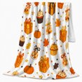 thumbnail image 2 of Autumn Pumpkin decorative motif Corn Festive Harvest Scene Cheerful, Playful Food Art Scene, Warm Flannel Blanket for Living Room and Reading Nook, Art Lovers Thanksgiving Gift, Playful Home Decor, 2 of 9