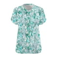 thumbnail image 4 of JSheng Summer Tops for Women Plus Size Women's Floral Printing Short-Sleeve V-Neck Loose Casual T-Shirt ZA-Light Blue XXL, 4 of 5
