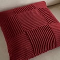 thumbnail image 4 of Fancy Homi Set of 2 Burgundy Boho Decorative Throw Pillow Covers 16x16 Inch for Living Room Bedroom Couch Bed Sofa, Modern Farmhouse Home Decor, Soft Striped Plaid Corduroy Accent Cushion Case, 4 of 6
