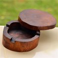 thumbnail image 4 of Solid Wood Ashtray Personality Wooden Ashtray With Cover 1 Piece Brown, 4 of 4