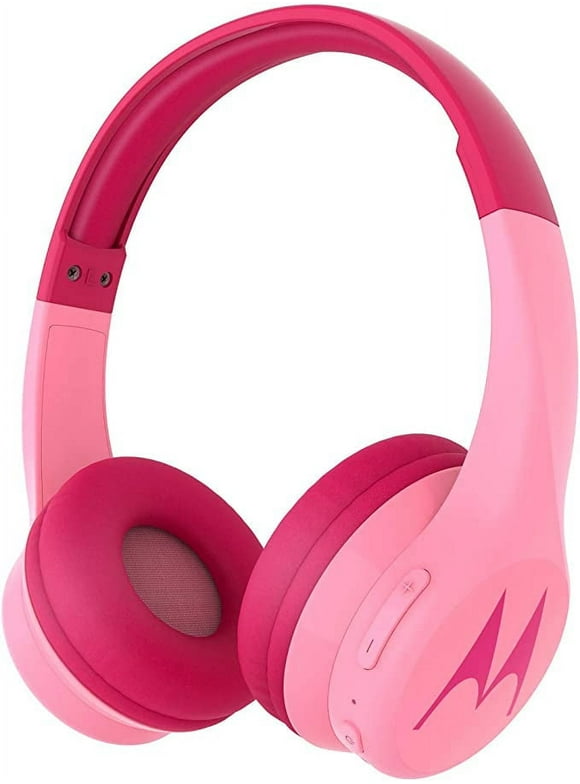 Motorola Squads 300 Wireless Kids Headphones with 15 Hours Play Time, Anti-Allergic Cushion  Pink , SH056
