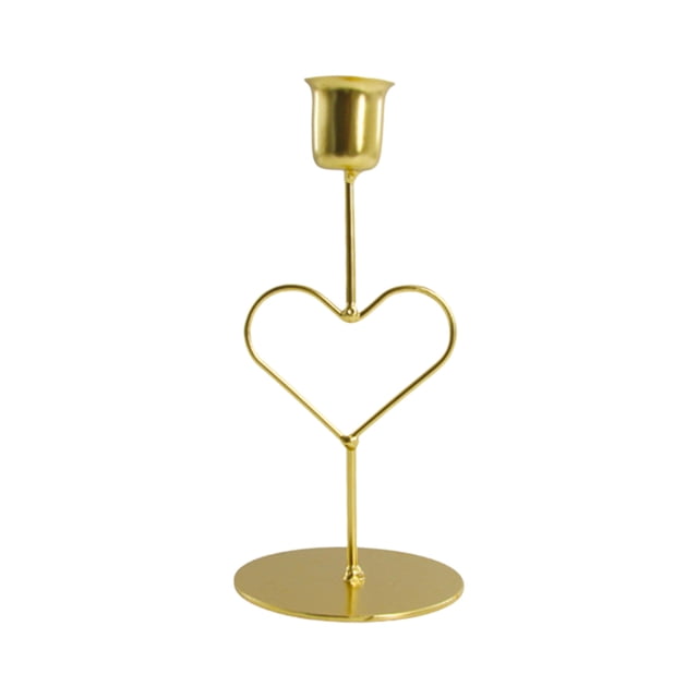 Gold Easter Heart Shaped Candle Holder 3.2X3.2X6.6 Inch Iron Metal Candlestick For Table Centerpiece Mantel Spring Party Romantic Decor