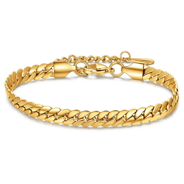 Guardurnaity Cuba de 6MM, acero de titanio, Color sólido, joyería de estilo moderno, accesorio de moda, cadena de mano trenzada Universal Ropa, zapatos y accesorios Miscelánea Dorado Guardurnaity AP014723-02