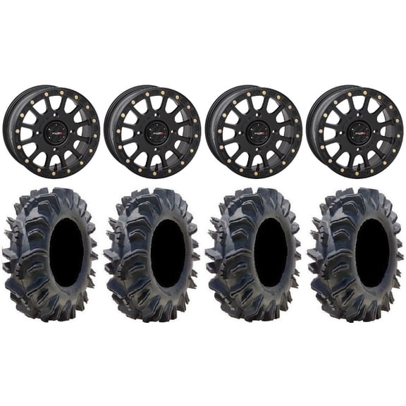 System 3 SB-5 Black 15" Wheels 34" Terminator Tires Sportsman RZR Ranger