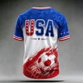 thumbnail image 4 of USA 2026 Soccer Cup Style V-Neck Jersey for Men, Short Sleeve Breathable Top with Dynamic Star & Ball Graphic, Lightweight Athletic Shirt, 1 PC Dark Blue L, 4 of 4