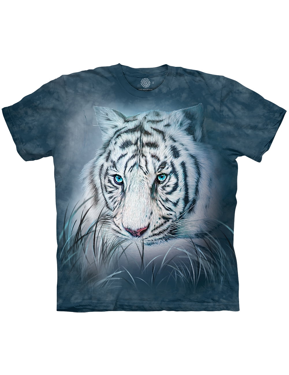 The Mountain THOUGHTFUL WHITE TIGER Large Cotton Tigers TShirt Blue