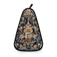 thumbnail image 2 of Floral Gold Hanging Kitchen Towel Machine Washable Hand Towel Bathroom Absorbent Towel Quick Dry Dishcloth, 2 of 6