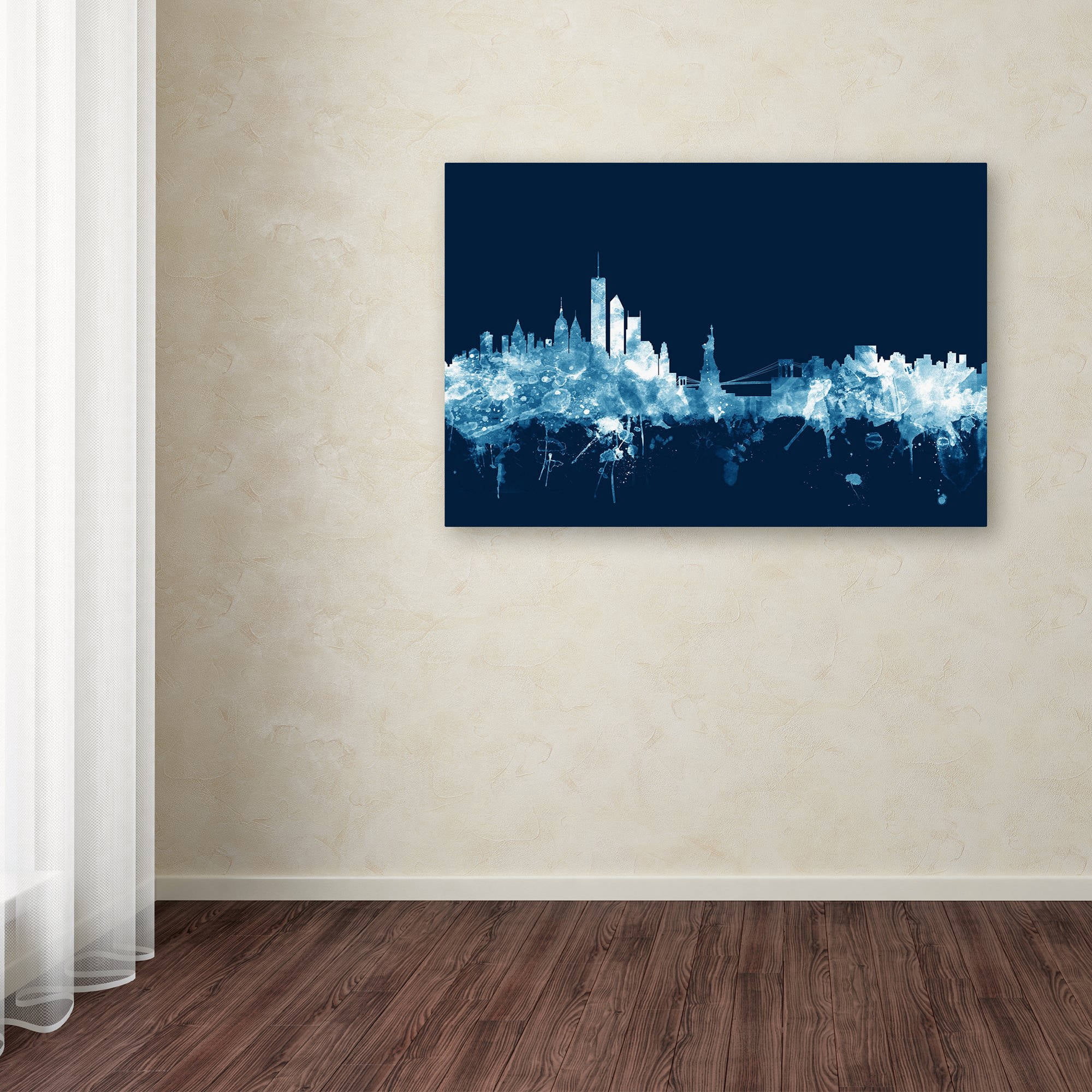 Trademark Fine Art "New York Skyline Navy" Canvas Art by Michael Tompsett