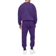 thumbnail image 3 of Nokdvo Men's 2 Piece Outfits Long Sleeves Crewneck Set Stretchy Solid Color Sweatsuits with Pockets Jogging Casual Athletic Outdoor Fashion Tops and Pants Sweatsuits,Purple S, 3 of 4