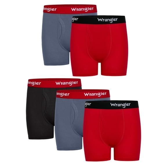 Wrangler Boys' Cotton Boxer Briefs, Soft Boys Underwear w/ 4-Way Stretch, Small, 5-Pack