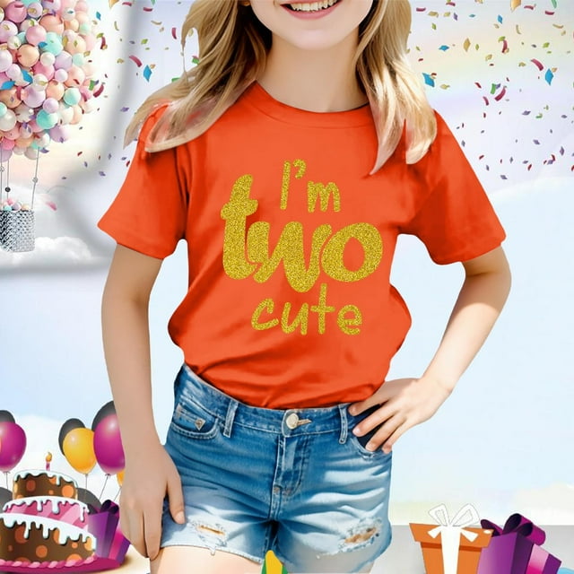 Chemises pour Filles Imprimé Manches Courtes Col Rond Vêtements d'Été pour Petites Filles Vêtements pour Filles 4-5 Ans Mode Filles