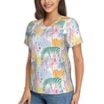 thumbnail image 2 of Vsdgher Zebra Colourful Women Shirts V Neck Short Sleeve Tops T-Shirt Basic Tees, S to 3XLMedium, 2 of 5
