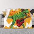 thumbnail image 1 of Balery Cool Dinosaur Playing Guitar Manta de Franela con Dibujo, Lujo Ultra Suave y Cálido, Antipelusa y Resistente a las Arrugas para Cama, Sofá, Camping -60"x50", 1 of 6