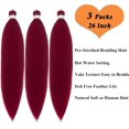 thumbnail image 3 of HAHDAXIA Burgundy Colored Braiding Hair Pre Stretched Synthetic Hair for Braiding Micro Hypoallergenic Prestretched Braiding Hair Extensions 3 Packs, 3 of 6