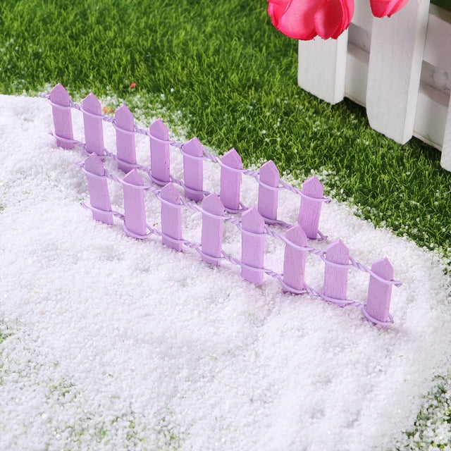 SHOWERORO 10Pcs Mini House Ornament Small Fences Purple Wood DIY Terrarium Decor
