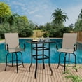 thumbnail image 5 of 3-Piece Outdoor Bar Set, Swivel Textilene Bar Stools with Glass-Top Table, Patio Bistro Set for Balcony, Backyard & Poolside, 5 of 5