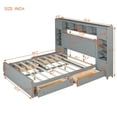 thumbnail image 2 of Queen Size Platform Bed Frame with Four Storage Drawers Underneath and Built-in Cabinet, Bookcase Headboard, Wood Cabinet Bed for Teens, Adults, Gray, 2 of 8