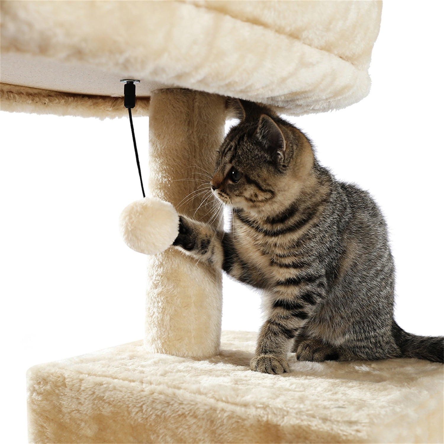 Pefilos Cat Tree Tower for Indoor Multi-Level Cat House Hammock and Condo, Beige Pefilos Cat Tree Tower for Indoor Multi-Level Cat House Hammock and Condo, Beige