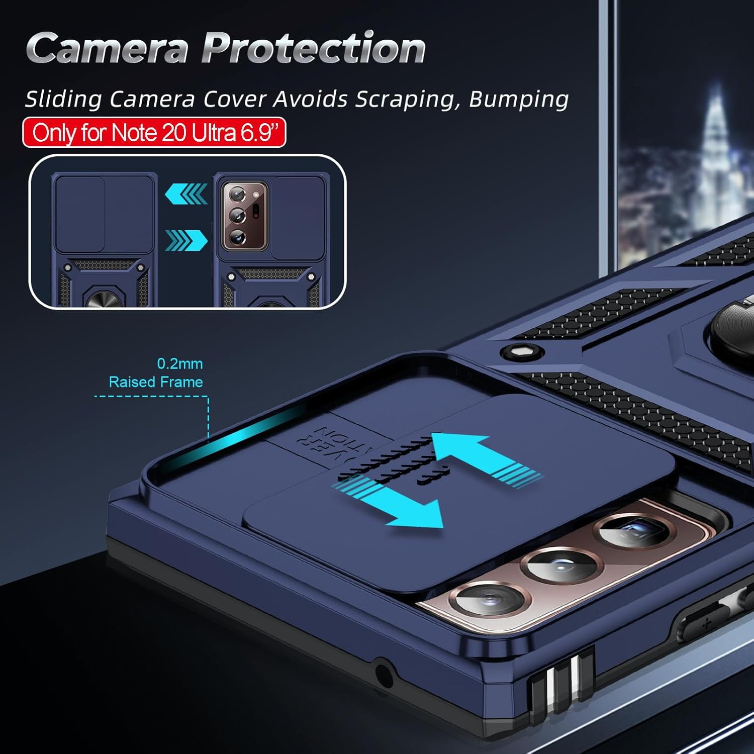 MHAWBL-for Samsung Note-20 Ultra Case: [𝐍𝐨𝐭 𝐅𝐢𝐭 𝐍𝐨𝐭𝐞 𝟐𝟎], Galaxy Note 20 Ultra Case, Heavy Duty Protective Android Note20 5G Ultra Cell Phone Case Cover with Magnetic Ring Holder Stand, B