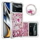 thumbnail image 1 of Funda para Xiaomi Poco X4 Pro 5G con Brillo Líquido Flotante, Purpurina, Parachoques y Anillo Giratorio Soporte, 1 of 5