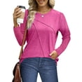 thumbnail image 3 of UVN Blouses for Women Pleated Long Sleeve Shirts Casual Crew Neck Tunic Tops, 3 of 9