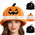 thumbnail image 2 of WXFAZCVU Pumpkin Hat Halloween Plush Embroidered Cosplay Party Headwear Trick Treating Accessory for Party One Size, 2 of 4