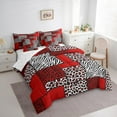 thumbnail image 3 of jejeloiu Patchwork Geometric Checkered 7pcs Bedding Comforter Set,Leopard Zebra Print Queen Bedding Sets,Red White Black Queen Sheet Sets For Girls Kids,Ultra Soft Home Decor Reversible, 3 of 8