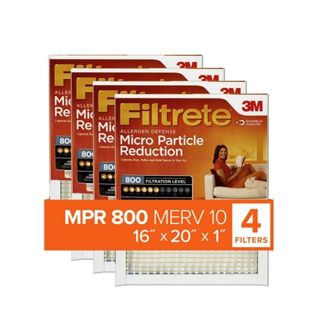 

Filtrete 16x20x1 MERV 10 Micro Particle Reduction HVAC Furnace Air Filter 800 MPR 4 Filters