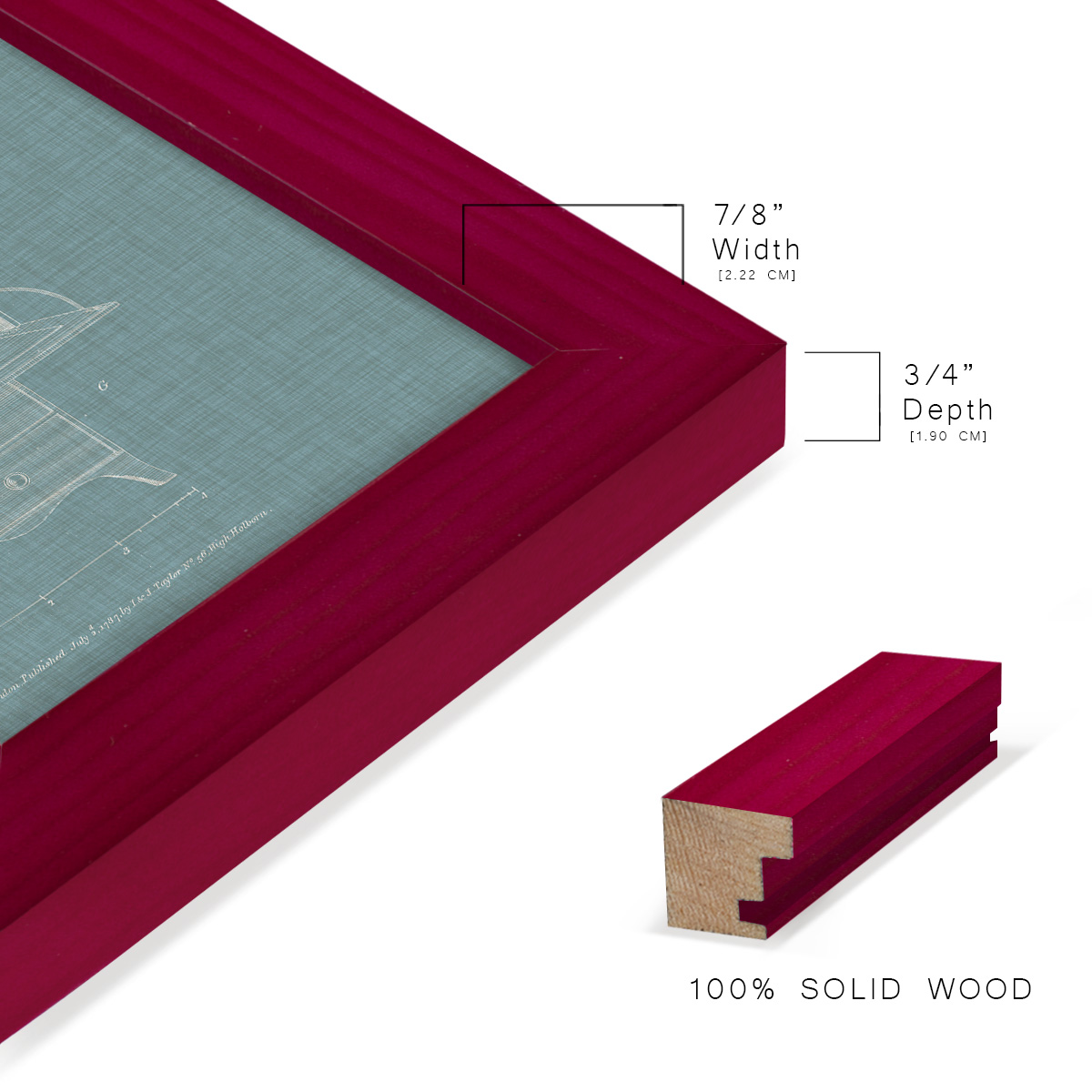 Hepplewhite Desk & Bookcase I - Framed Print w/glass - Cherry Red