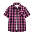 thumbnail image 6 of Wiicoznt Flannel Shirts for Men, Plaid Print Button Up Lapel Shirt with Pocket, Casual Lightweight Short Sleeve Tops for Summer,S-3XL, 6 of 9