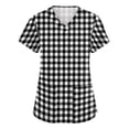 thumbnail image 3 of Hearthz Plaid Scrubs Tops for Women V Neck Short Sleeve Nurse Uniform with Pocket S-5XL Plus Size Women Scrub Top, 3 of 6