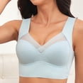 thumbnail image 5 of Kvture Womens Full Coverage No Underwire Bra Mesh Breathable Seamless Wide Strap Lifting Summer Sport Running Yoga Brassire Light Blue Bra S, 5 of 7