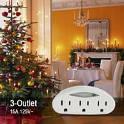 Hyper Tough 3-Outlet Grounded Indoor White Tap with Night Light, 15 Amps