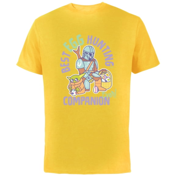 Star Wars The Mandalorian & Grogu Best Egg Hunting Companion - Short Sleeve Cotton T-Shirt for Adults - Customized-Yellow