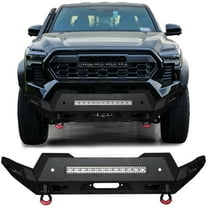 Vijay Compatible with 2024-2025 Toyota Tacoma Front Bumper Textured Black Steel with Lights and D-rings