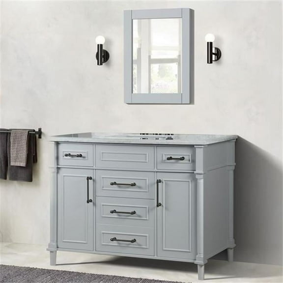 48 in. Single Vanity with Carrara Marble Top, Light Gray & White