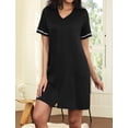 thumbnail image 2 of Ekouaer Women Zipper Robes Short Sleeves Housecoat Lightweight Bathrobes Zip Up Robe Casual Nightgown with Pockets, 2 of 6