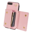 thumbnail image 6 of Allytech for Applel iPhone 7 Plus / iPhone 8 Plus Case, Premium PU Leather Multiple Cards Slots Large Space Wallet Case with Crossbody Shoulder Strap for Girls Women - Pink, 6 of 8