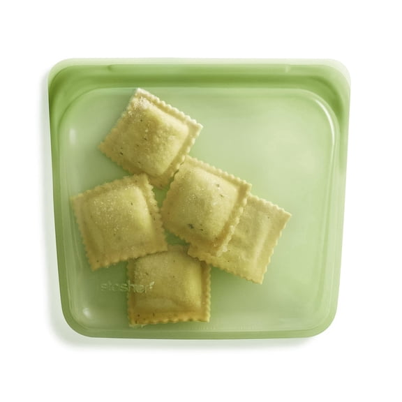 Stasher Premium Food-Grade Silicone Reusable Food Storage Container, Holds 28 oz, Leak Free Pinch Loc Seal, Green, 1 Bag, Mother's Day Gifting