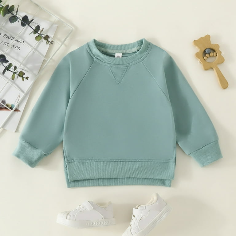 Kids Baby Boy 3 Month Girl Crewneck Sweatshirt Cotton Cute Teen Long Sleeve Tops Long Sleeve Solid Color Cute Teen Outfits Pullover Top Casual Spring Fall Clothes Walmart