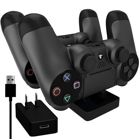 Ortz® PS4 Charging Station + FREE 10ft USB Cable w/ AC Adapter Included - Best Charger Dock Stand
