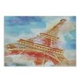 thumbnail image 1 of Eiffel Tower Cutting Board, Watercolor Painted Linework Eiffel Tower Landmark Colorful Illustrated, Decorative Tempered Glass Cutting and Serving Board, Small Size, Yellow Blue Red, by Ambesonne, 1 of 1