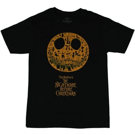 - Nightmare Before Christmas Mens T-Shirt - Jack Face Filled With Movie Images