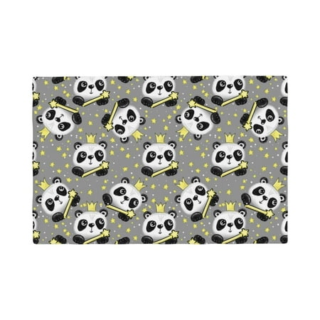 

Placemats Set of 4 Panda With Crown And Stars Place mats for Dining Table Indoor/Outdoor Cute Heat Resistant Washable Table Mats(18 x 12 )