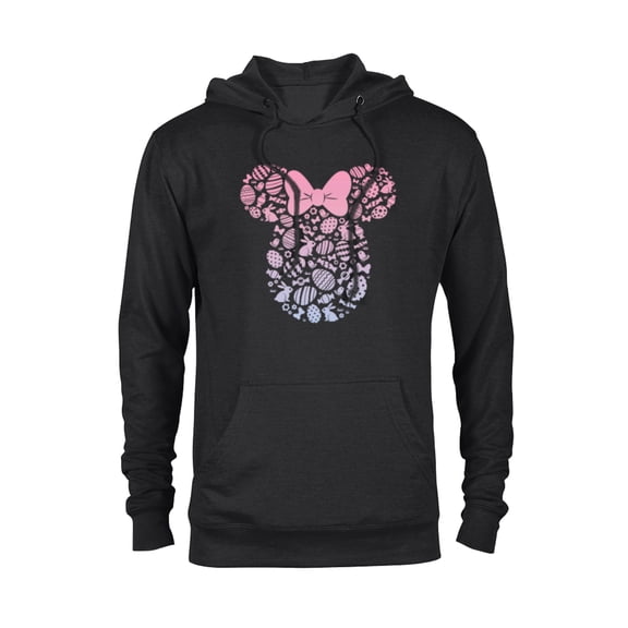 Disney Minnie Mouse Icon Pink Gradient Easter Eggs & Bunnies - Pullover Hoodie for Adults - Customized-Black
