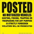 thumbnail image 2 of YELLOW PLASTIC SIGN 11 1/4" .024 GAUGE POSTED NO VEHICLES, 2 of 2
