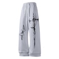 thumbnail image 4 of CONZONE Men's Baggy Sweatpants Gothic Wide Leg Pants for Men Trendy Elastic Waist Graphic Y2K Soft Streetwear Joggers With Pocket, 4 of 5