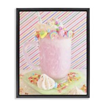 Stupell Industries Sweet Dreams Milkshake Food & Beverage Painting Black Floater Framed Canvas Art Print Wall Art, 17 x 21