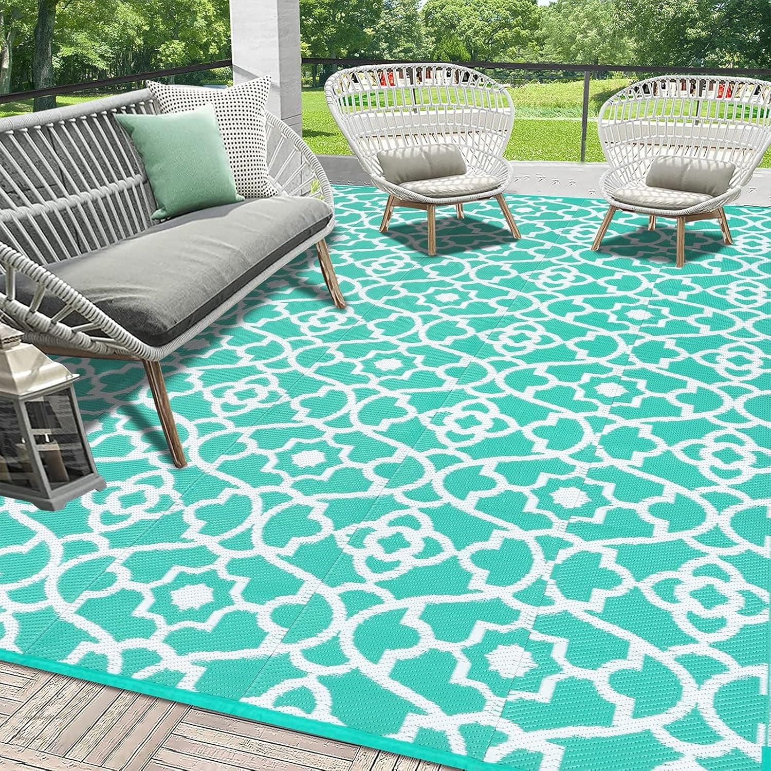 Outdoor Rug Waterproof 9x12, Reversible Plastic Straw Rug RV Camping Rug, Indoor Outdoor Patio Mat Clearance, Outside Carpet for Porch,Deck,Camper,Balcony,Backyard,Picnic